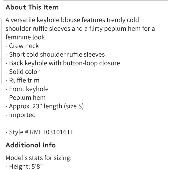 RACHEL RACHEL ROY TAYLOR COLD SHOULDER RUFFLE TOP - Picture 3 of 3